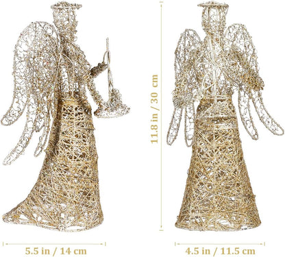PRETYZOOM Exquisite Glitter Angel Christmas Tree Topper Figure Treetop Ornament for Festival Home Decor