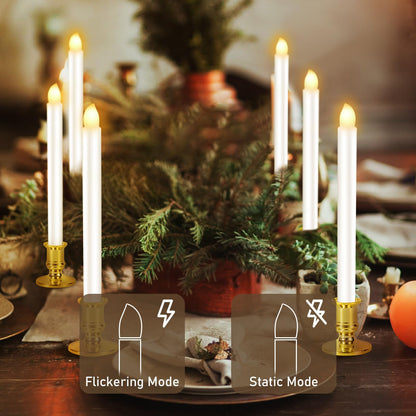 Qmioti 8 Pack Christmas Window Candles, Battery Operated Window Candles with Timer Remote, LED Window Candle with Candle Holders Suction Cupsfor Christmas Decorations, Gold