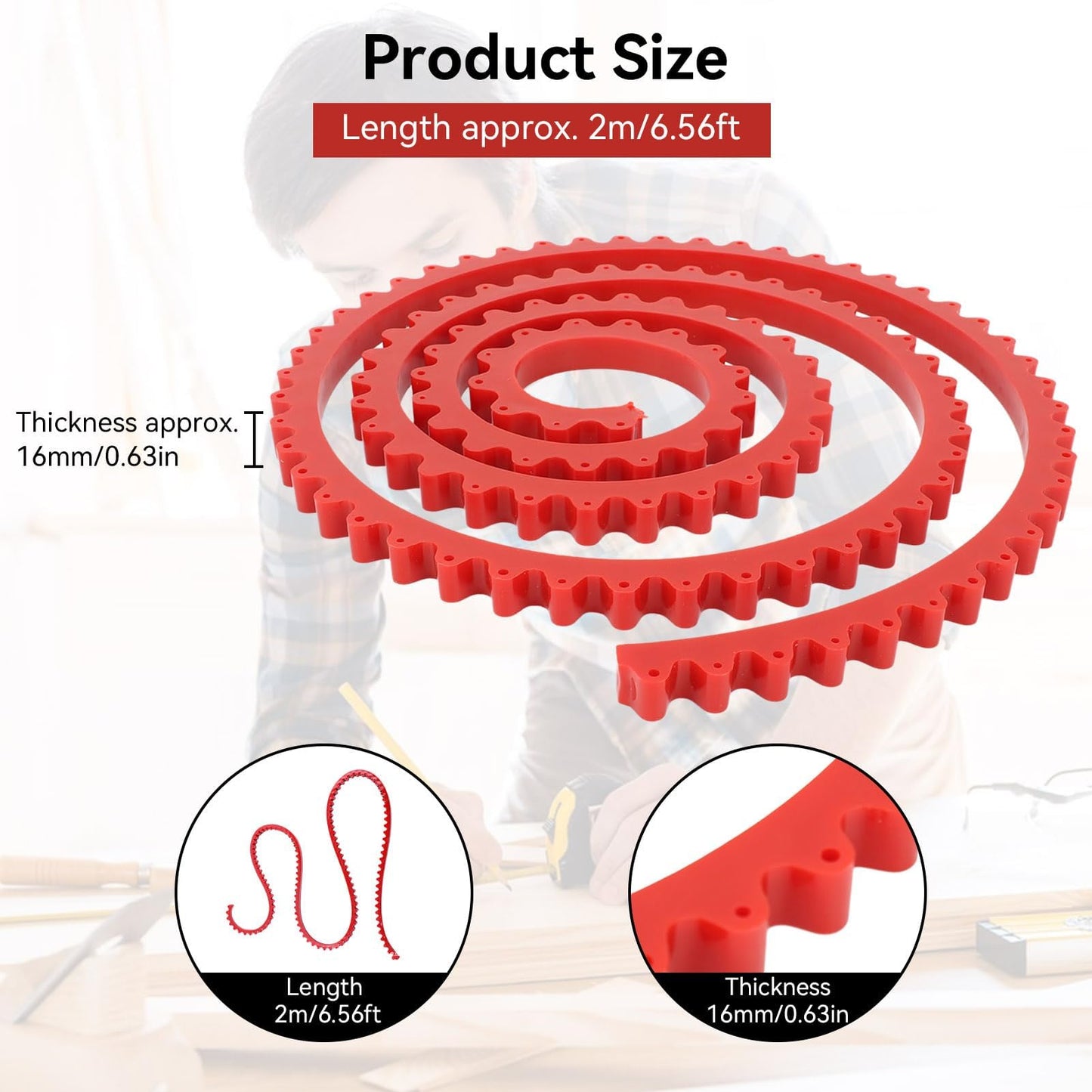 Woodworking Profiling Strip Flexible Curve Template Profiling Strip Gear Driven Curve Template Guide Adjustable Fixed Complex Shape Contour Tool (78.74inch)