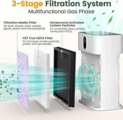 HY4866 True HEPA Replacement Filters for MORENTO, WESTHEY, YIOU M1 Air Purifier, 2-Pack H13 Ture HEPA