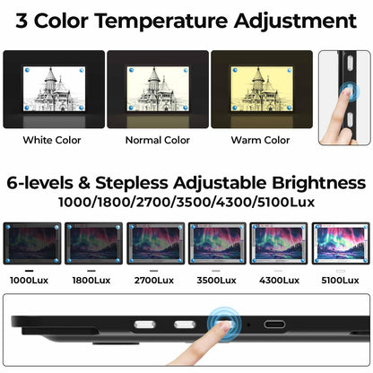 Heanolier Rechargeable A3 Light Board with Stand for Diamond Painting,5100 Lux Magnetic Light Pad with Side Buttons,5000mAH battery,Wireless Light Box for Tracing,LED Light Table for Sketching,Drawing