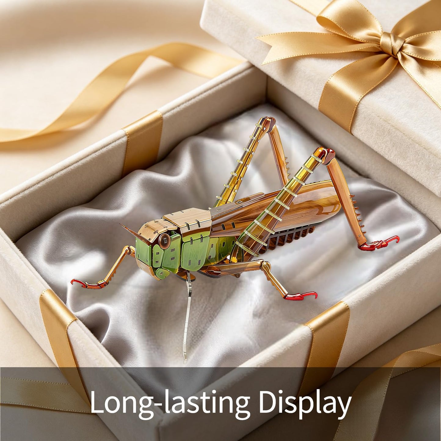 HELLOTOY 3D Acrylic Insects Puzzles DIY Bug Model Kit for Teenagers Educational Display Nature Decoration Figurine Sculpture (Grasshopper)