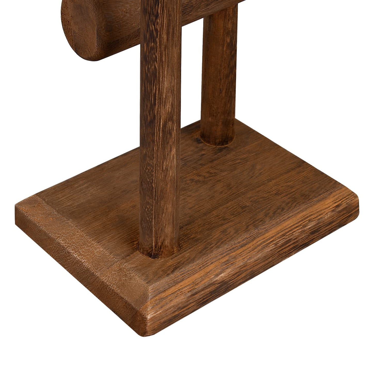 Ikee Design 2 Tier Wooden Jewelry Bracelet Watch Display Tower, Bangle Scrunchie Necklace Holder Storage Stand, 7.9 W x 4.3 D x 9.4 H in, Brown Color