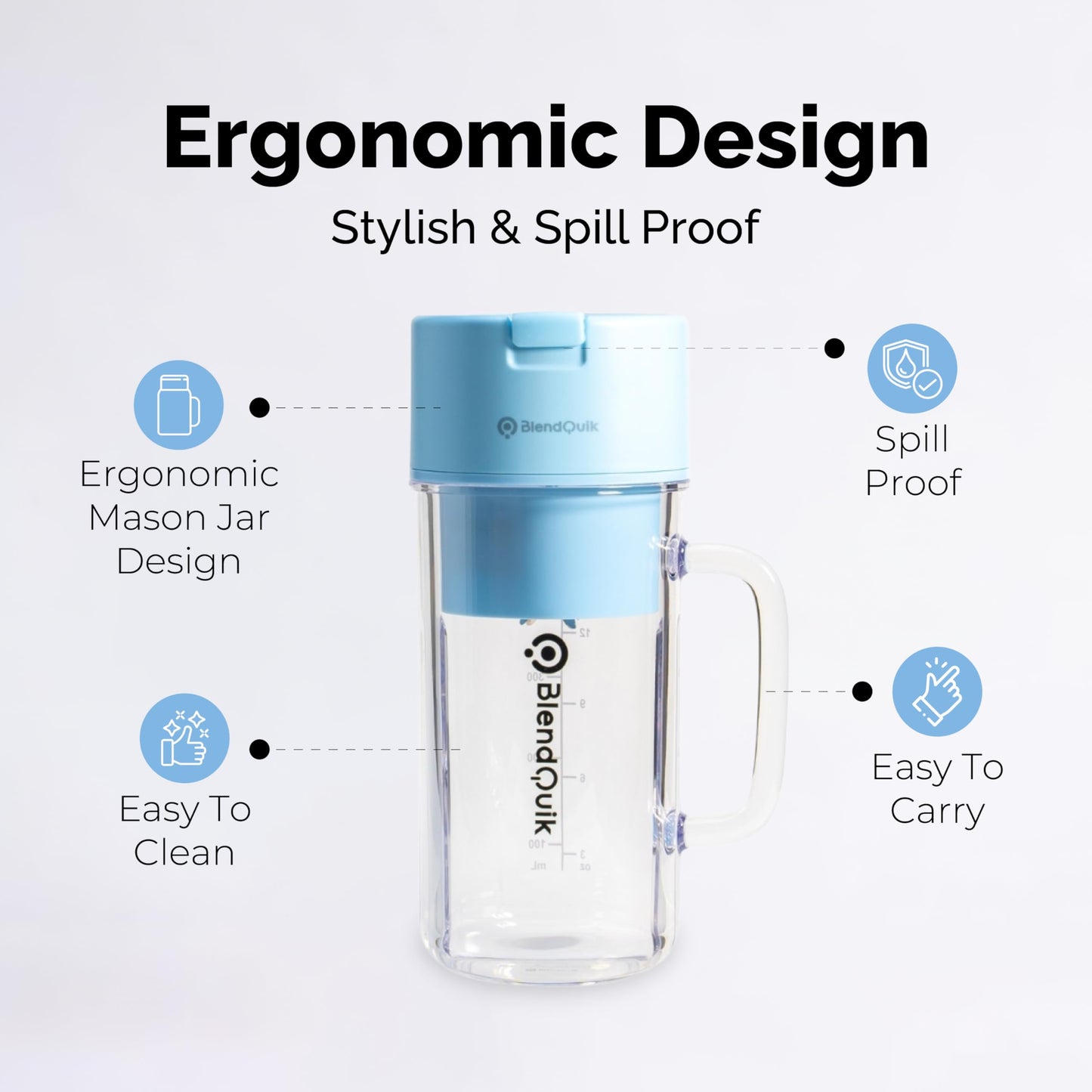 Personal Portable Blender For Shakes & Smoothies, Leakproof & Stylish Portable Mason Jar Shaker, Rechargeable Mini Blender with 10-Blade Blending System 14oz, Pink