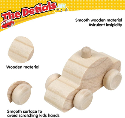 WANTKA Wooden Car DIY Kit - 12 Unfinished Cars for Easy Painting & Crafting | Perfect Family Activity