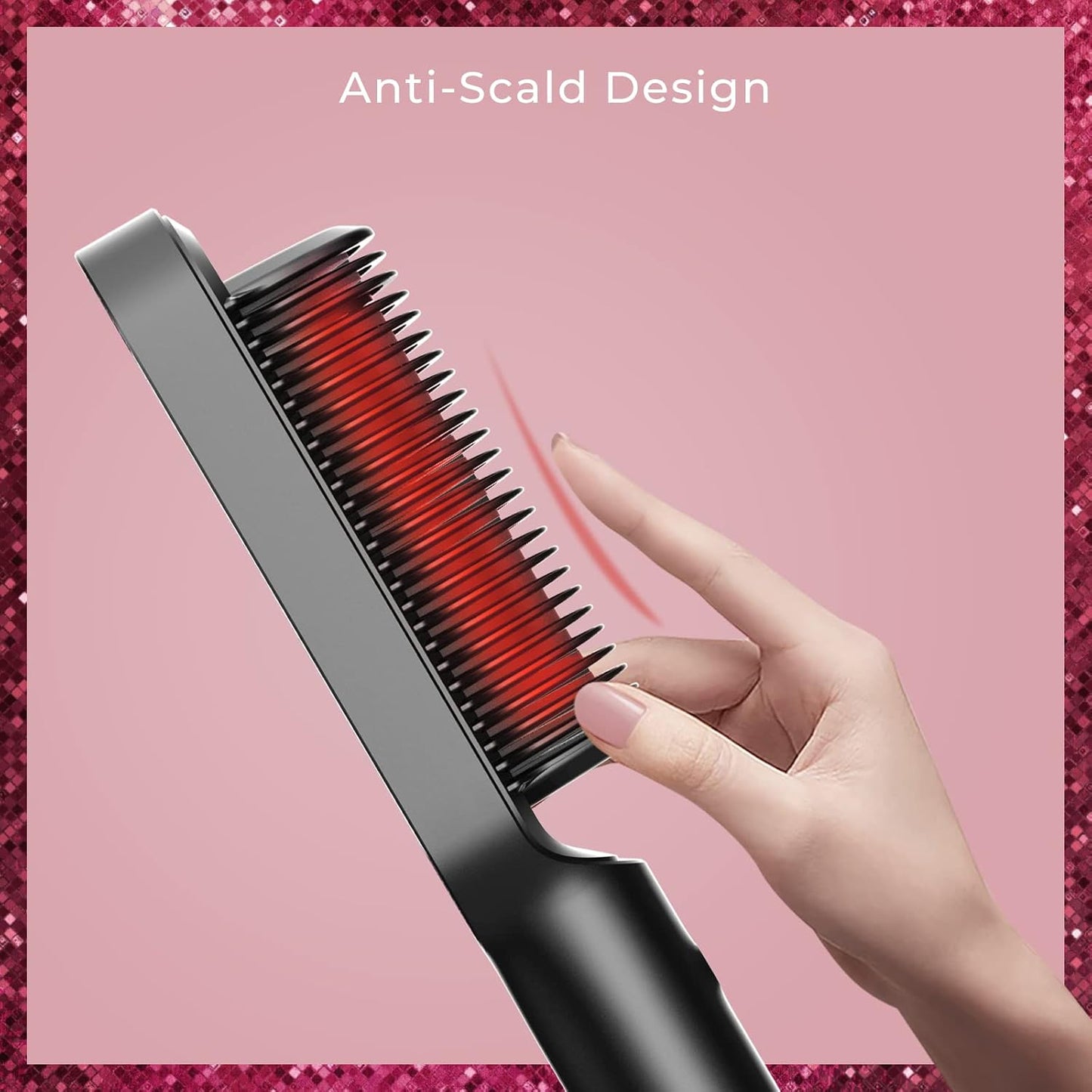 Tymo hair straightener brush - Tymo ring curly hair straightener with 20s fast heating, 5 thermostatic level hot hair straightener combs, 30 minute auto-off & 110V-240V, hair silky straightening brush