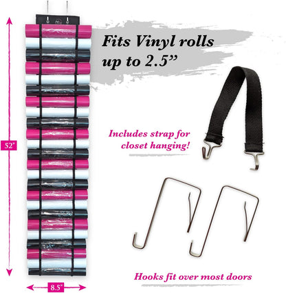 Vinyl Roll Holder and SVGs - Space Saving Vinyl Storage Organizer with 48 Slots for Craft Organization