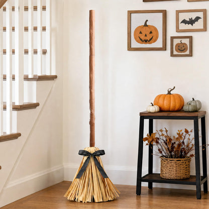 Halloween Decorations Indoor - 49" Animated Floating Lighted Witch Broom with Spooky Sound/Mute Mode - Dancing Magic Broom for Home Party Decorations