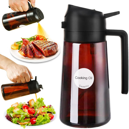 Oil Sprayer for Cooking, 2 In 1 Oil Dispenser and Oil Sprayer (Black+Dark Brown)