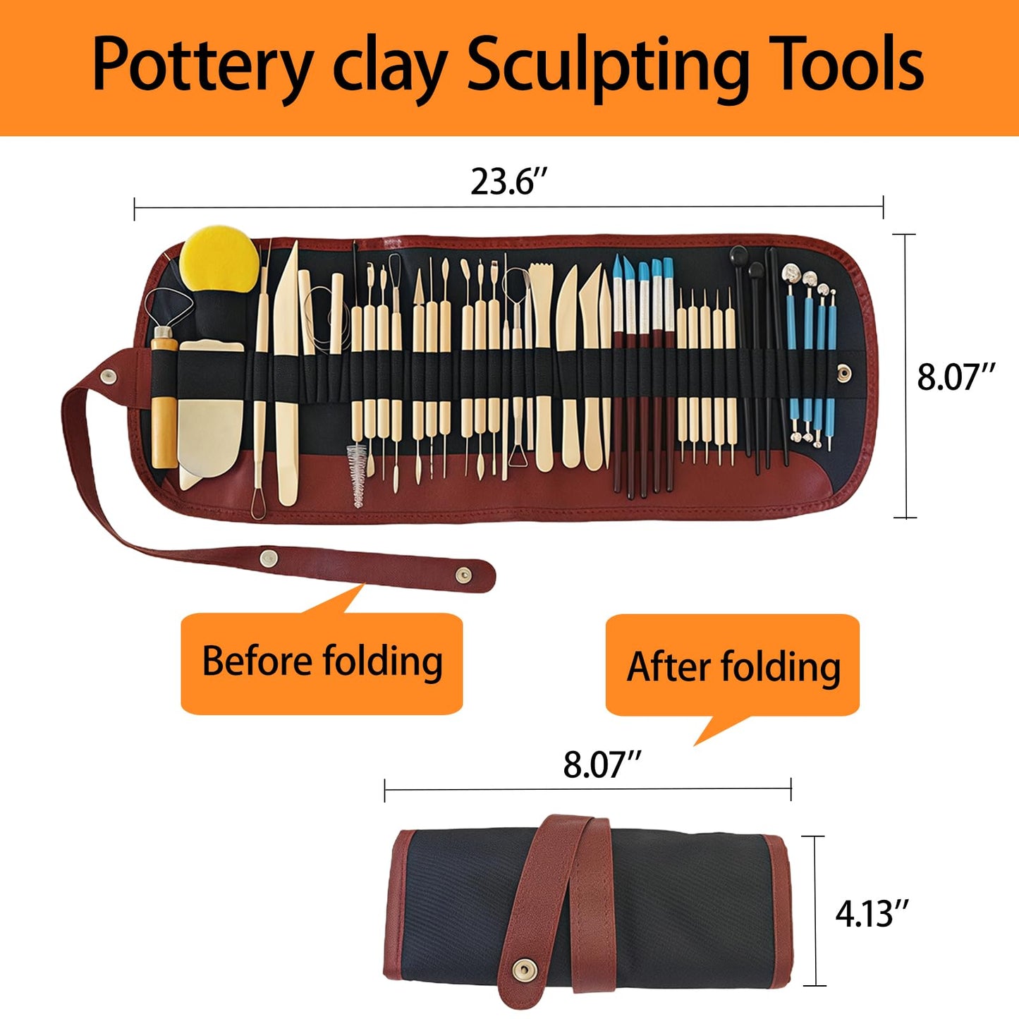 Clay Sculpting Tools Kit, 43PCS Pottery Clay Tools Kit for Adults, Pottery Craft, Dotting, Baking, Carving, Drawing, Molding, Modeling