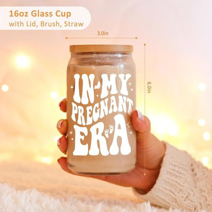Fairy's Gift Iced Coffee Cup for Pregnant Women - Cute 16 oz Glass Mug | Perfect Gift for New Moms