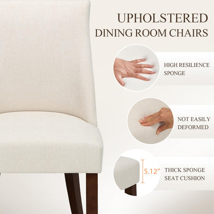 MALOL Modern Dining Chairs Set of 4, Mid Century Dining Room Chairs with Back, Farmhouse Upholstered Kitchen Chairs with Wood Legs for Dining Room/Restaurant, Beige
