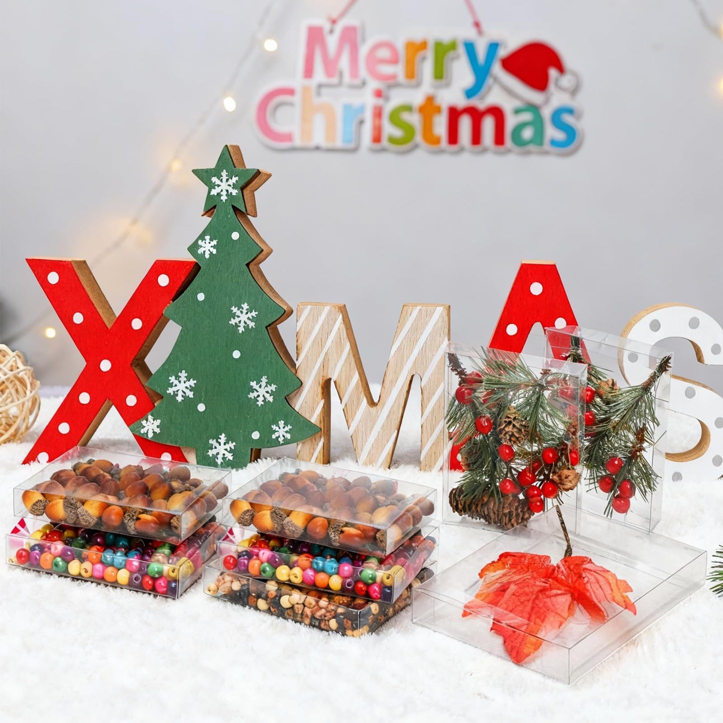WOPPLXY 70 Pcs Clear Favor Boxes, 7.3 x 5.3 x 2 Inch Clear Gift Boxes, Rectangle PVC Transparent Gift Box for Packaging Dessert, Candy, Wedding, Halloween, Christmas, Valentine's Gift