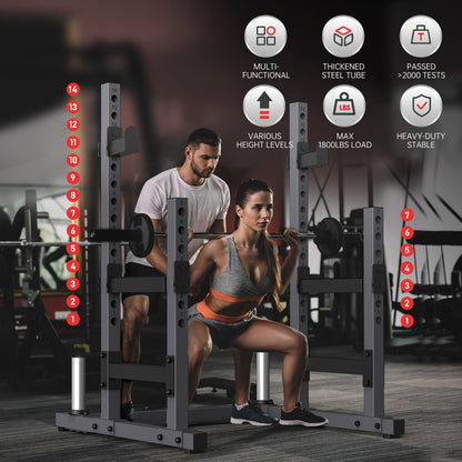 PASYOU Adjustable Squat Power Rack, Multifunction Squat Rack Heavy-Duty Stand, Weight Rack Stand, Push Up Strength Training Dumbbell Rack for Home Gym Equipment, Weight Benches, Max Load 1800 LBS