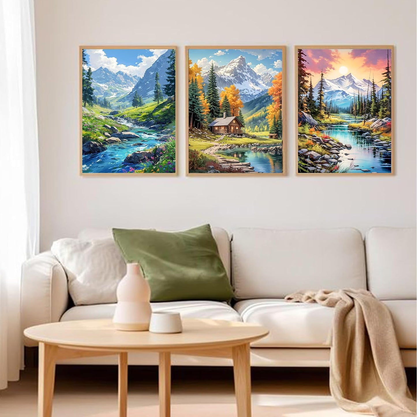 Axquilon Diamond Art Kits for Adults - 3 Pack Landscape Diamond Painting Kits for Adults, 5D Round Full Drill Landscape Gem Art, Paint by Diamonds Pictures DIY Crafts Kits 12x16inch