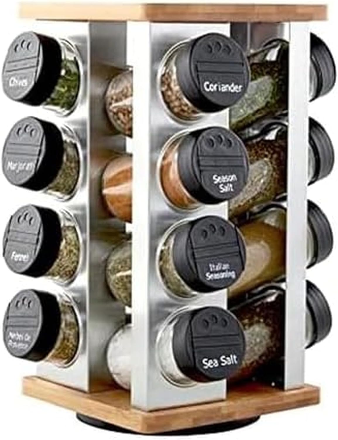 16 Countertop 5 Kamenstein Jar Warner Revolving Spice Rack Organizer with Lift & Pour Caps and Spices Included, FREE