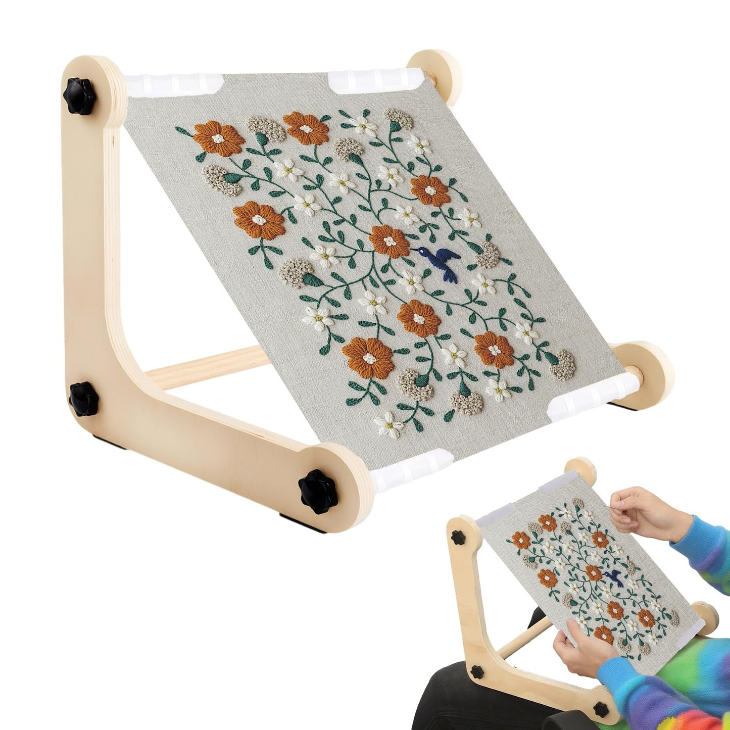 Adjustable Embroidery Stand,Needlepoint Stand,Embroidery Holder Stands with 2 Size Rods (11.8" & 15.7") ,Perfect Cross Stitch Stand for Sewing,Needlepoint,and Quilting Projects