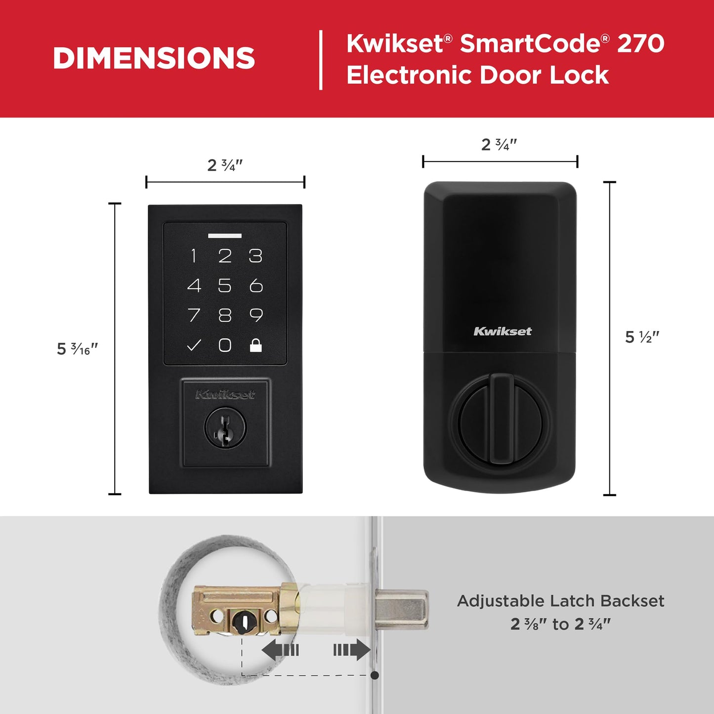 Kwikset SmartCode 270 Keyless Entry Electronic Touchpad Deadbolt Door Lock with Auto-Lock, Custom User Codes, Advanced Security in Satin Nickel Traditional