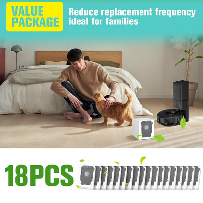 18 Pack Replacement Vacuum Bags Compatible with iRobot Roomba i7, i7+, j7, j7+, i3, i3+,i4, i4+, i6, i6+, i8, i8+, s9, s9+ Plus, i & s & j Series Automatic Dirt Disposal Bags