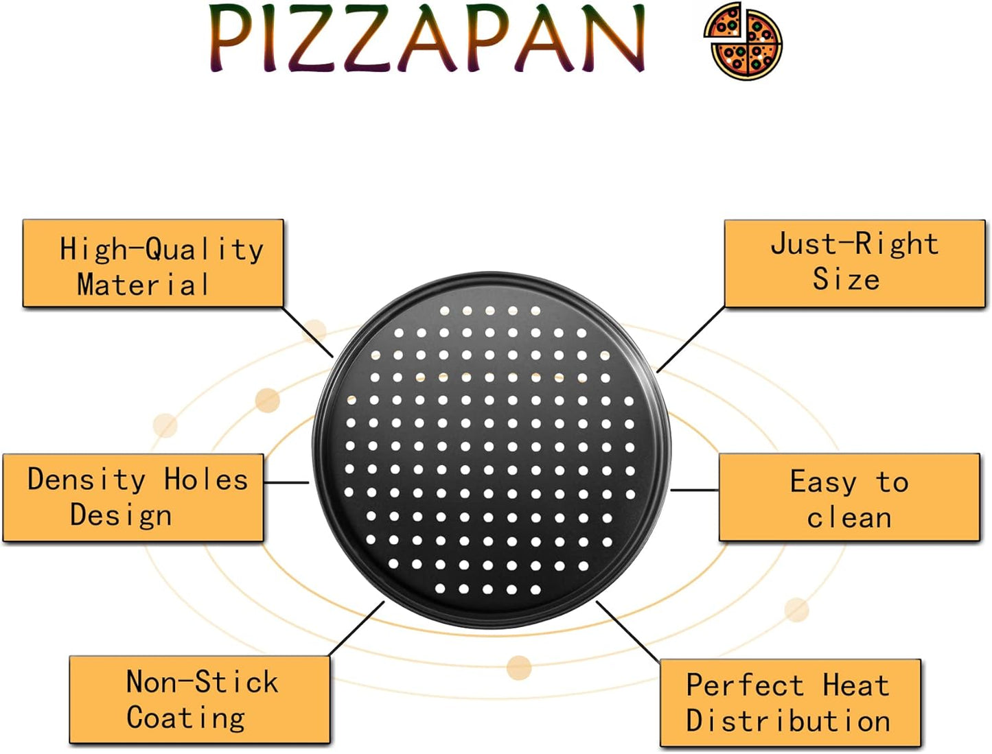 Pizza Steel Pan for Oven, 12 Inch Nonstick Round Pizza Baking Sheet, Perforated Carbon Steel Pizza Bakeware