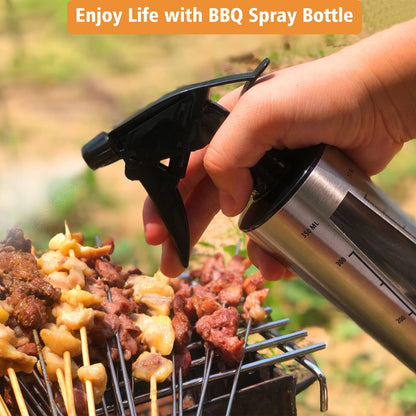 HEYISME BBQ Spray Bottle & Marinade Injector for Smoking, Upgrade 3 in 1 Food Grade Spritzer Bottle for Smoker(Adding Oil Mist Sprayer), 12oz/350ml