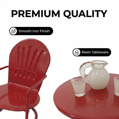 6 PCS Miniature Bistro Table & Chairs Set with Milk Pitcher Cups, 1 12 Scale Dollhouse Furniture Fairy Garden Patio Decoration Accessories