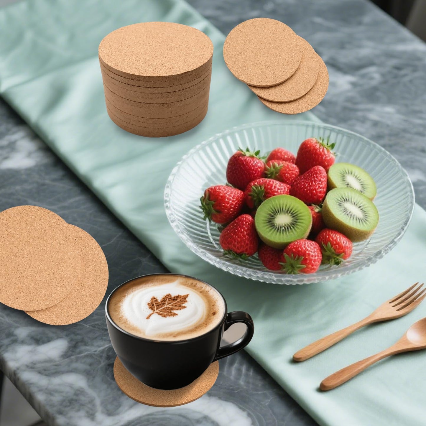 LECEHIVO 320 Pcs Cork Coasters Bulk 4 Inch Absorbent Cork Coasters DIY Blank Trivets for Dishes,Wine Glass,Kitchen,Office, Home Bar