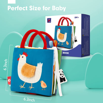 hahaland Baby Toys 0-6 Months - High Contrast Newborn Toys - Baby Tummy Time Books 0-6 Months with Crinkle, Squeaky Sounds, Touch Feel, Visual Stimulation - Baby Shower Gifts