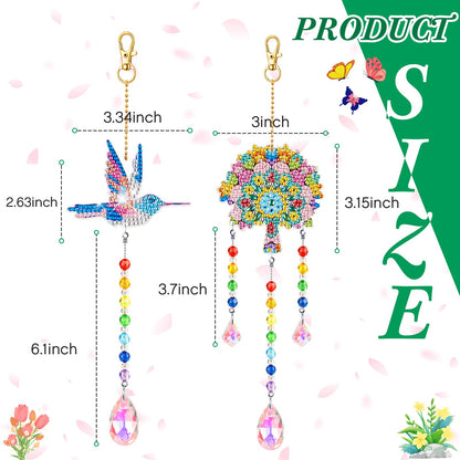 Thyle 9 Pcs Diamonds Painting Suncatcher Kit Wind Chimes DIY Diamond Kits Diamond Art Sun Catchers for Adults DIY Crafts Garden Home Decor Crystal Hanging Ornaments, 9 Styles
