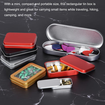 uxcell Metal Tin Box, 5.31" x 3.15" x 1.38" Rectangular Empty Tinplate Containers with Lids, Silver Tone, for Home Organizer, Candles, Gifts, Car Keys, Crafts Storage