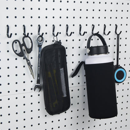 G.CORE Pegboard Bins Baskets Organizer with Peg Board Hooks Cups - 16 Pack Peg Accessories Fit 1/8" & 1/4" Pegs - Black Holders & Hangers for Garage Craftroom Tool Hanging Display Storage Organization