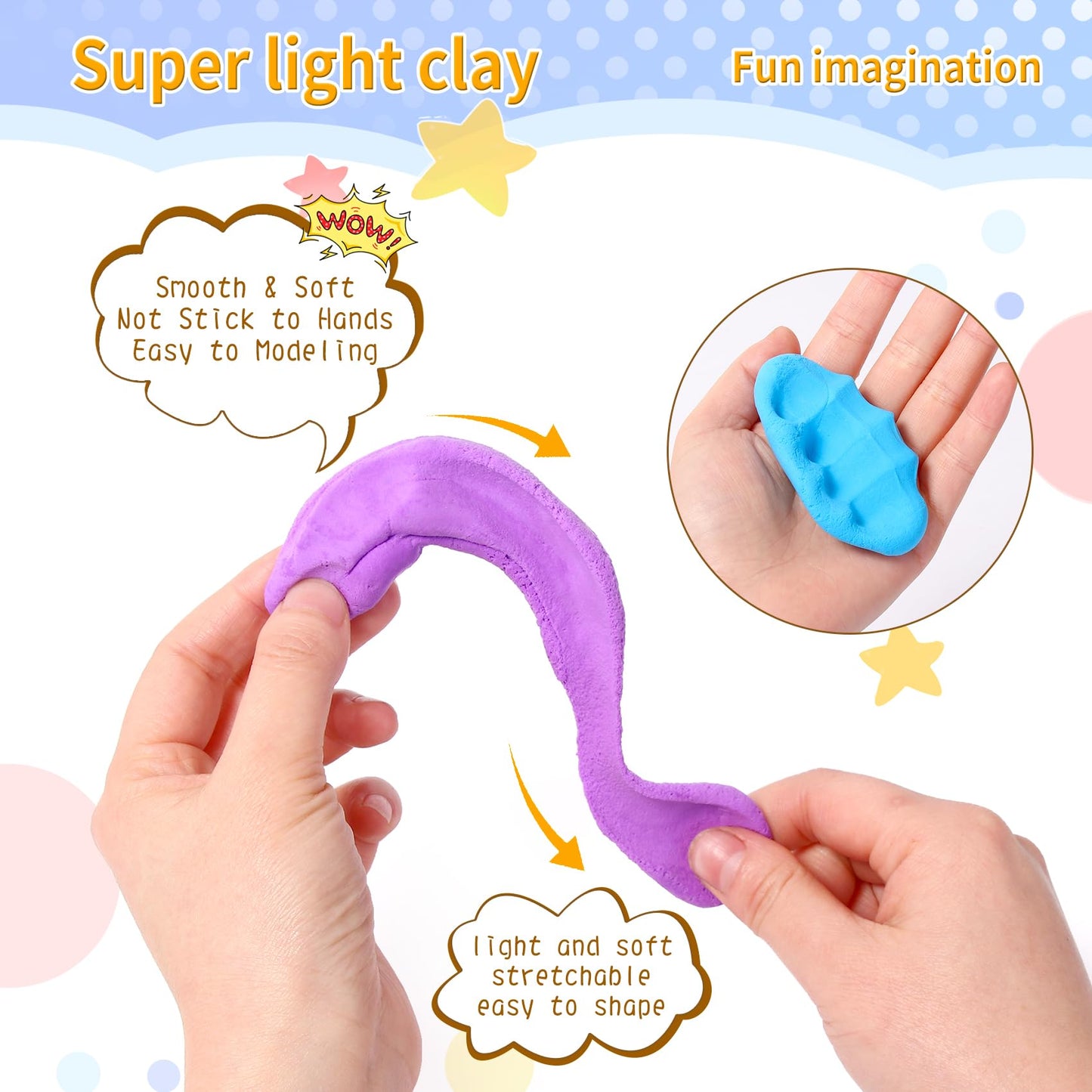 Air Dry Clay Kit, 36 Colors Modeling Clay with Tools, Ultra Light, Safe and Non-Toxic 36 Colors with 3 Sculpting Tools