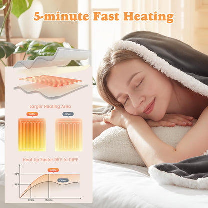 ACCU-WARMTH Wearable Heated Blanket - Warm Up Electric Blanket Hoodie with 6 Heat Levels, Snuggies for Women, 50"x70", London Grey