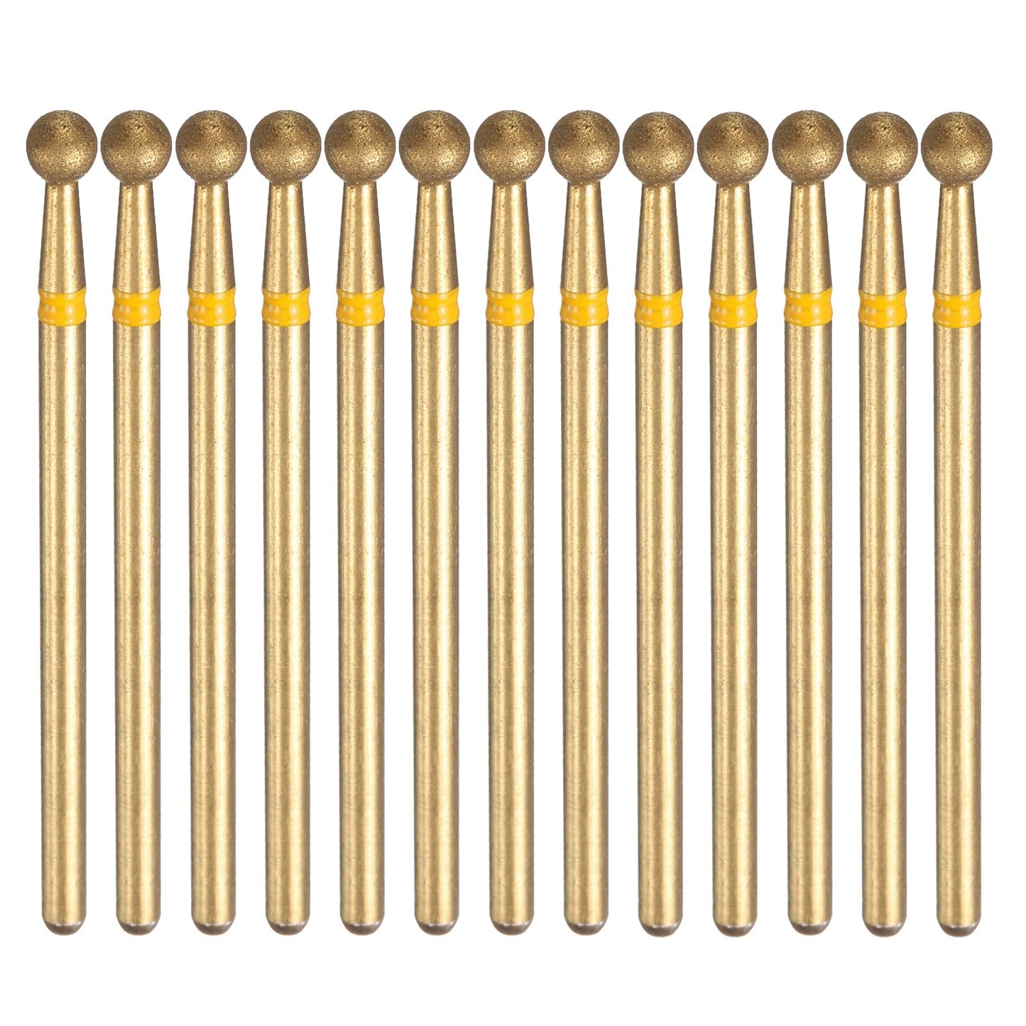HARFINGTON 13pcs 325-400 Grits Diamond Grinding Bit 3.5mm Ball Head 2.35mm Shank 3.5mm Length Titanium Plated Stone Sanding Drill Bits Rotary Tool for Nails Grinding Polishing