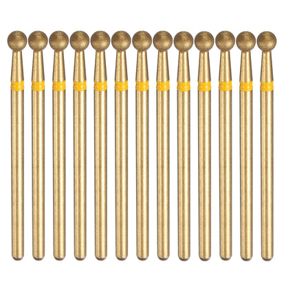 HARFINGTON 13pcs 325-400 Grits Diamond Grinding Bit 3.5mm Ball Head 2.35mm Shank 3.5mm Length Titanium Plated Stone Sanding Drill Bits Rotary Tool for Nails Grinding Polishing