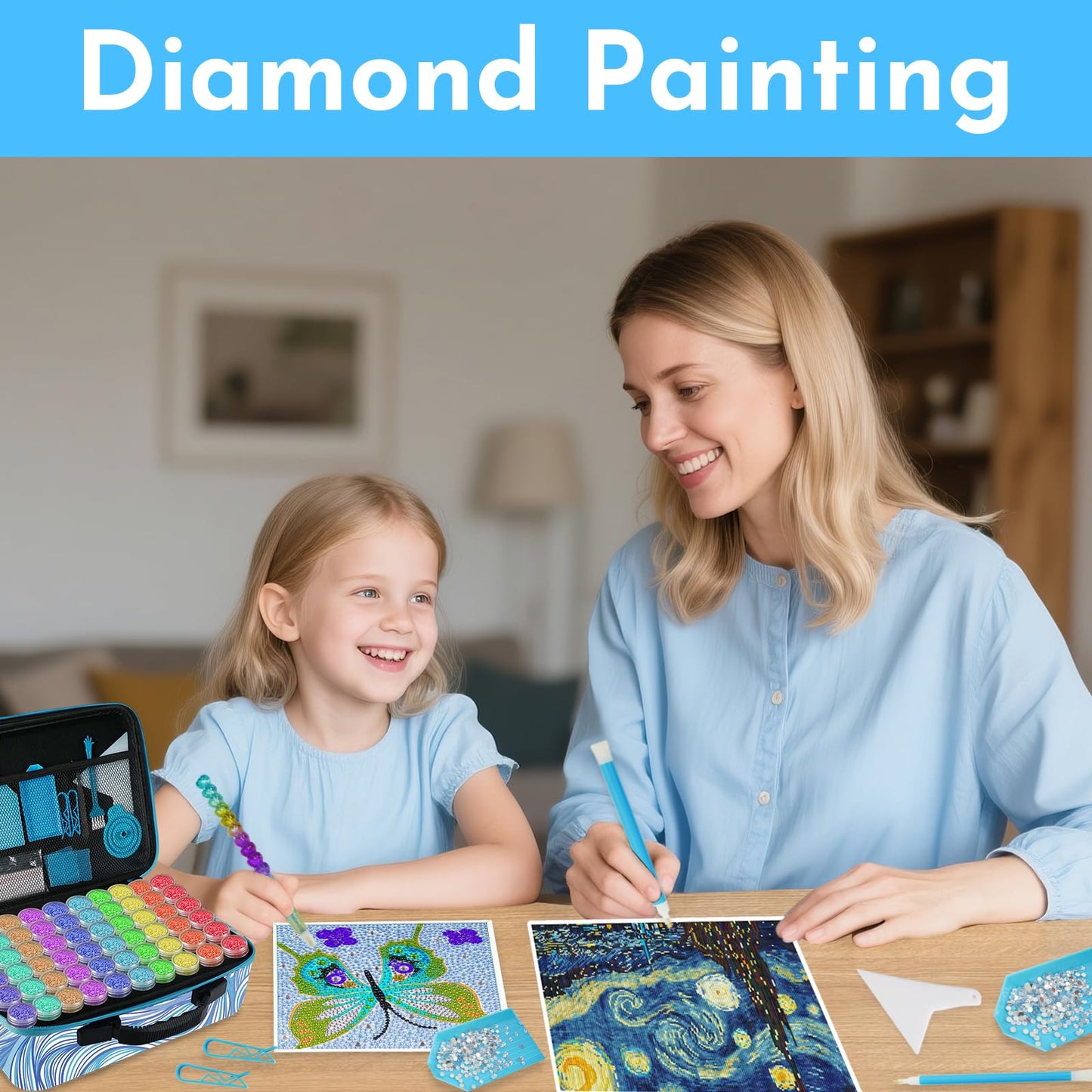 Tavolozza Fine Arts Diamond Painting Storage Containers, 60 Slots Diamond Painting Accessories and Tools with Jars for Beads, Portable Diamond Art Organizer Case, Diamond Art Kit Storage Box1