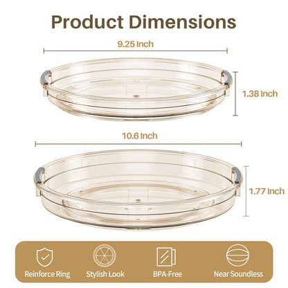 LAMU 3 Pack Lazy Susan Organizer Turntable for Cabinet, Rotating Condiment Organizer for Kitchen Pantry Organizers and Storage, Table Top, Fridge, Countertop, Spice Organization, 9.25'' 10.6'' 12''