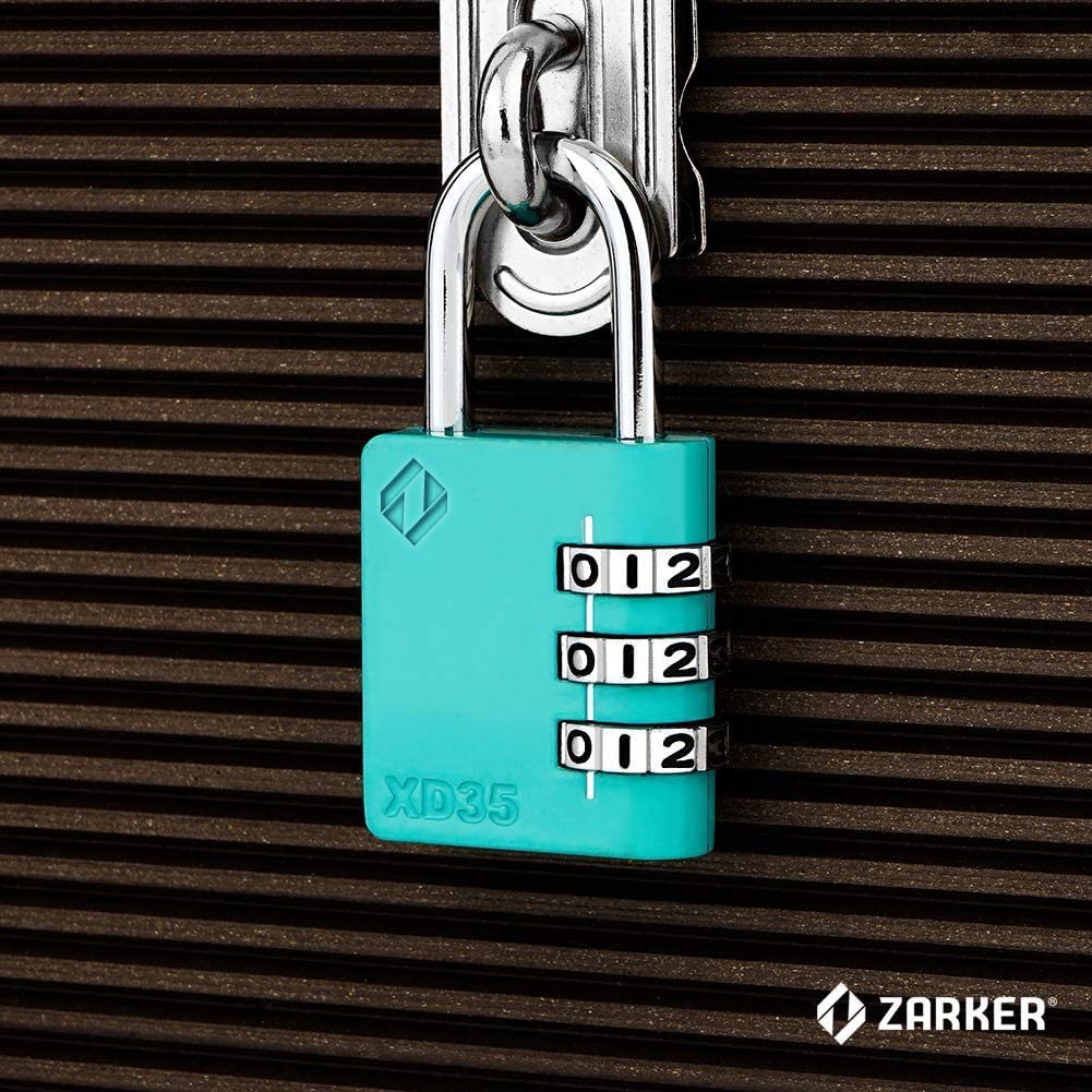 Zarker XD35 Combination Lock, 3-Digit Padlock for School, Gym, Sports Locker Lock, Fence, Toolbox, Case, Outdoor, Hasp Storage (1-Pack, Emerald)
