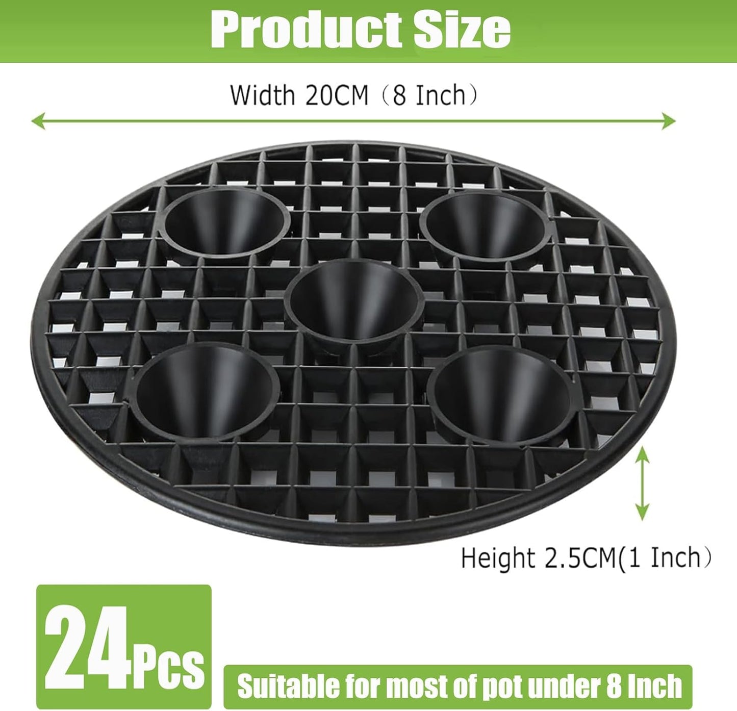 24 8 Inch QTLCOHD Pcs Plastic Plant Stand Black Plant Level Pot Elevator Riser Patio & Deck Floor Protector for Indoor