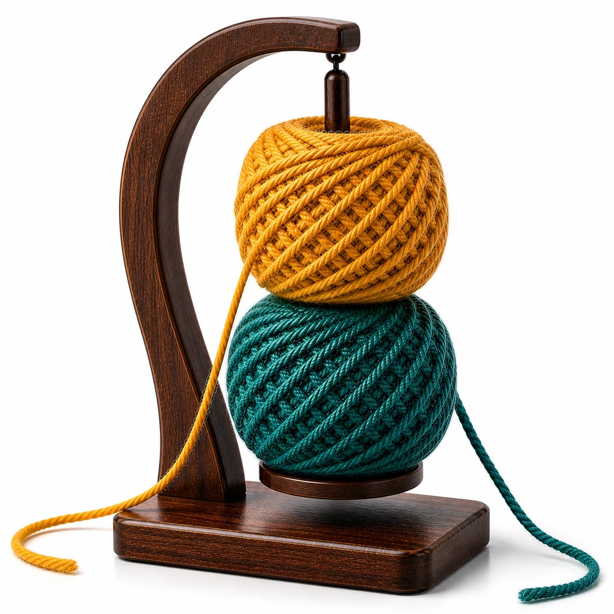 ClarArti - Magnetic Yarn Holder for Crocheting & Knitting – Wooden Yarn Spinner, Yarn Ball Holder, Yarn Holder for Crocheting, 360° Smooth Rotation, Holds 2 Skeins up to 500g