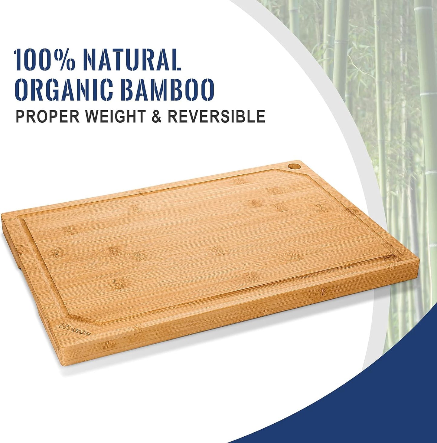 4-Piece Set Set Hiware Extra Large Bamboo Cutting Boards for Kitchen, Heavy Duty Cutting Board with Juice Groove