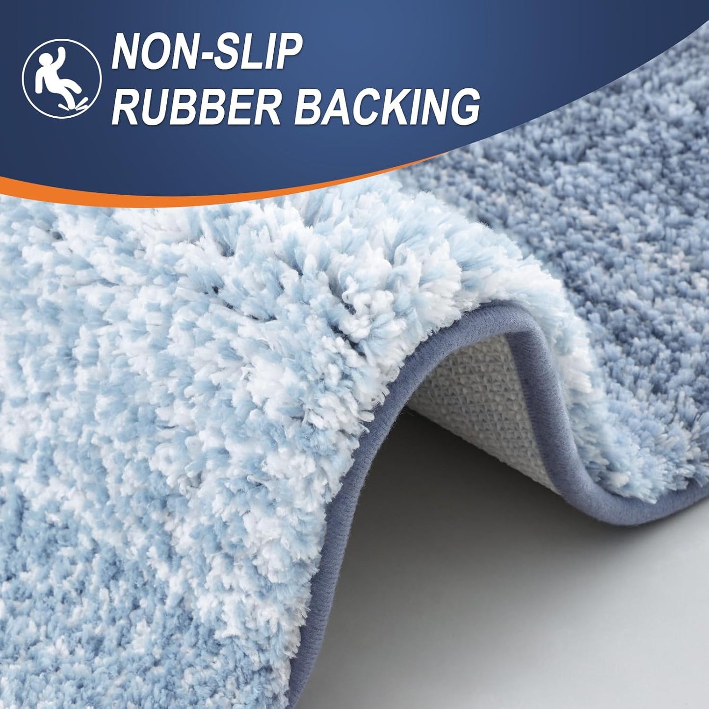 OLANLY Bathroom Runner Rugs - Extra Soft Microfiber, Quick Dry & Machine Washable | 59x24, Blue
