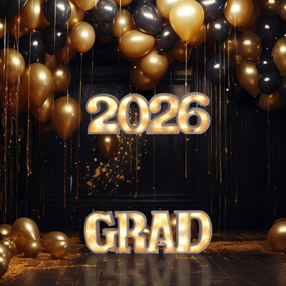 2026 Grad Light Up Letters, Wooden Graduation Marquee Letters with LED, Grad Sign for Table Centerpiece Wall, Graduation Party Decorations 2026 for Kindergarten High School College (2026)