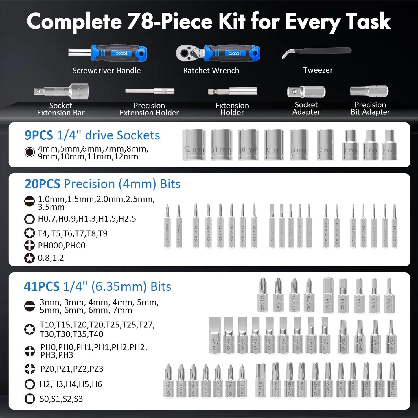 XOOL 132 in 1 Precision Screwdriver Set with Magnetic Driver Kit Professional Electronics Repair Tool Kit for Computer, PC, Mac-Book, Laptop, Tablet, iPhone, Xbox, Game Console