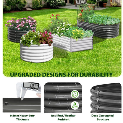A ANLEOLIFE 6X3X2 ft Galvanized Raised Garden Beds Outdoor-2 Pack, Oval Large Metal Deep Root Planter Box for Planting Vegetables Flowers Herb, Anti-Rust & Easy-Setup, Quartz Grey