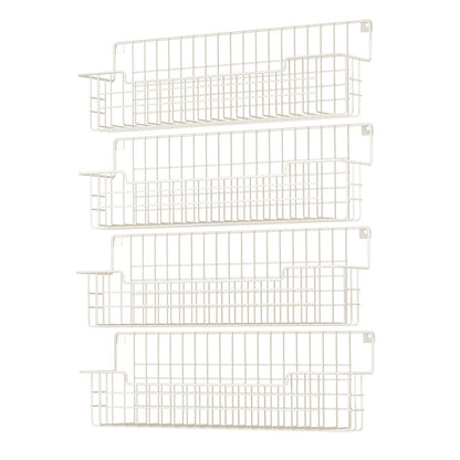AURIKAR Spice Rack Wall Mount 4 Pack, Metal Wall Mounted Spice Rack Organizer for Cabinet Door & Pantry, Space-Saving Kitchen Spice Rack Shelf, White