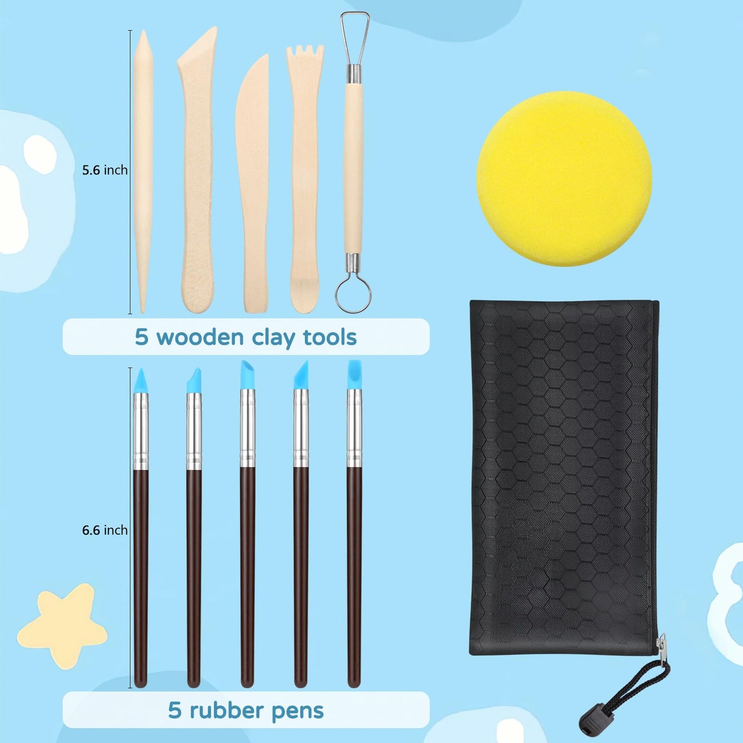 ZEHIQ Premium Air Dry Clay Kit, 2.2LBs Natural White Pottery Clay with 25 Pcs Clay Sculpting Tools, Modeling Clay for Pottery Wheel & Craft Projects, Ideal for All Skill Levels (White & Tools)