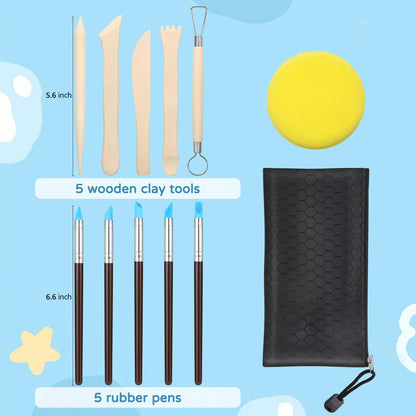 ZEHIQ Premium Air Dry Clay Kit, 2.2LBs Natural White Pottery Clay with 25 Pcs Clay Sculpting Tools, Modeling Clay for Pottery Wheel & Craft Projects, Ideal for All Skill Levels (White & Tools)