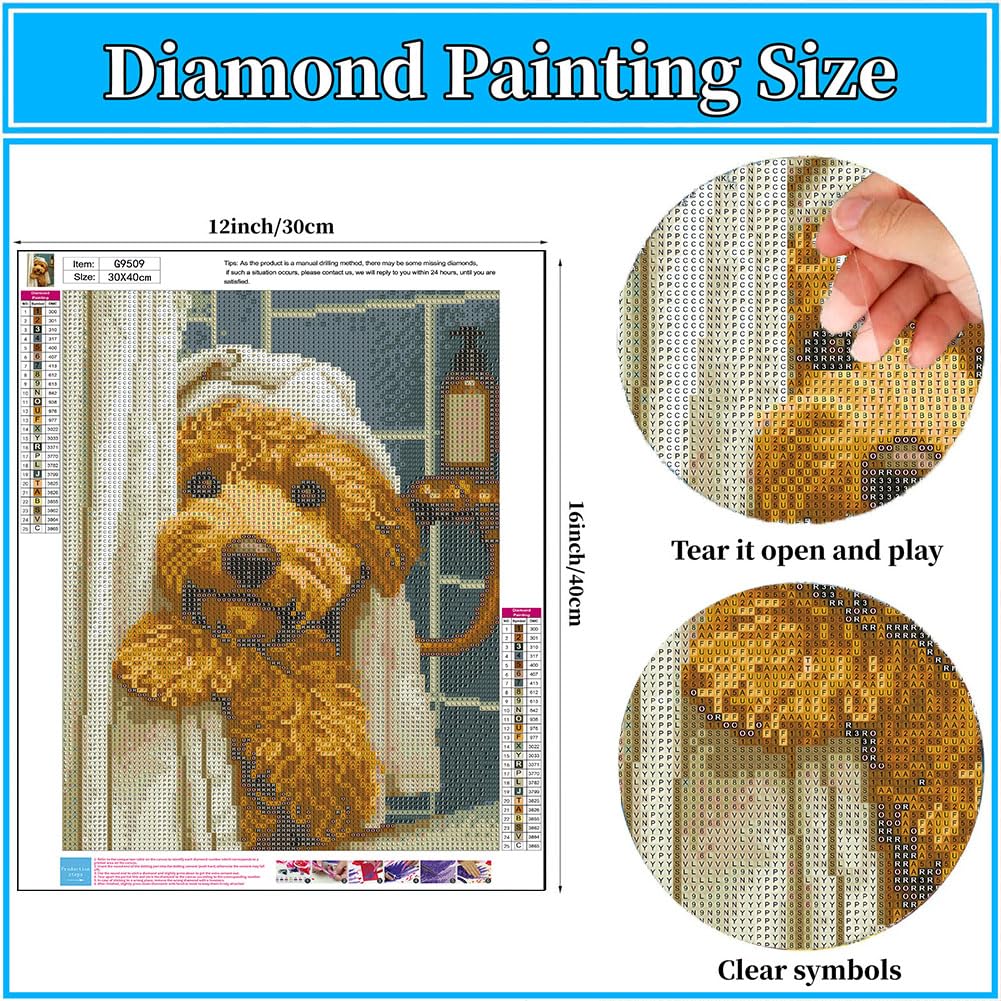 Arttoplus 3 Pack Diamond Art Kits for Adults Beginner-Dog 5D Diamond Painting Kits for Adults,DIY Full Drill Diamonds Gem Art Kits for Gift and Home Decoration(12x16 inch)