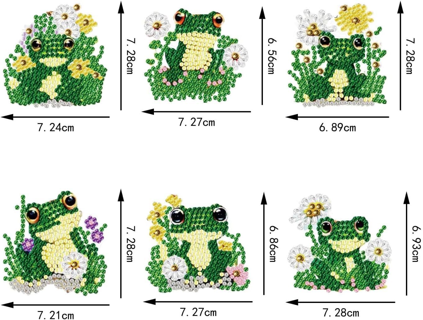 YUE ZHE 6 PCS Frog Diamond Art Kits for Adults Double Sided Diamond Art Keychains Animal DIY 5D Painting Keychains Kits for Adults Beginners DIY Crafts